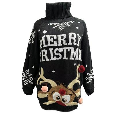 China Anti-wrinkle Women Plus Size Christmas Decoration Pattern Ugly Christmas Sweater Sweater Women TurtleneckSweaters for sale