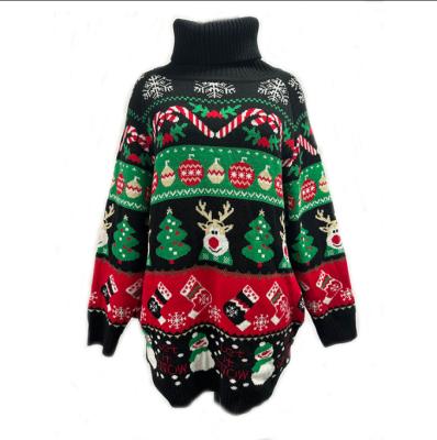 China High Quality Ugly Christmas Turtle Neck Anti-wrinkle Long Sleeve Women's Knitting Sweater Pattern Lovely Girls Sweaters for sale