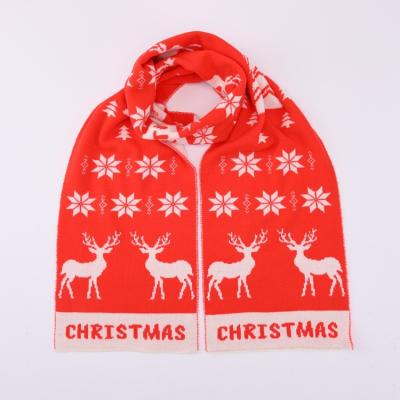 China Soft Scarves For Women Winter Stylish Custom Jacquard Woven Acrylic Knit Shawl Scarf Christmas Deer Pattern Knit Scarf For Female for sale