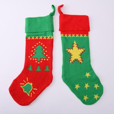 China Durable Christmas Sock Bag Christmas Tree Pendant Decorative Socks Knitted Fluffy Christmas Socks Hanging for sale