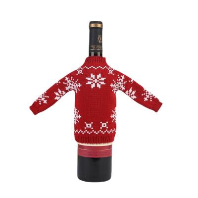 China New Fashion Acrylic Christmas Knitted Cloth Pouch Bag Gifts Wine Bottle Cover For Xmas for sale