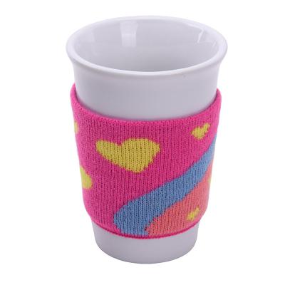 China Factory Wholesale Knitting Acrylic Mug Sleeve Coffee Mug Jacket Fancy Mug Sleeve Warmer for sale