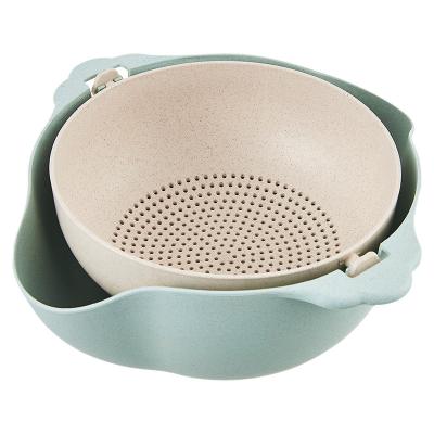 China Home Viable Kitchen New Product Fruit Vegetable Sink Colander Basket Double Layer Wash Drain Basket for sale