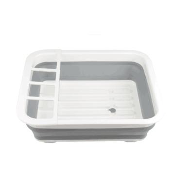 China New Kitchen Storage Shelf Sink Drain Basket Viable Household Plastic Foldable Bowl Holder Drain Rack for sale