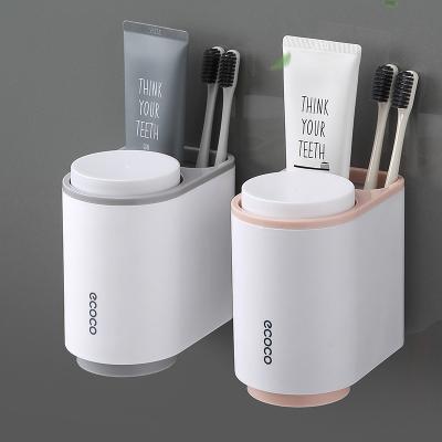 China Durable Plastic Bathroom Accessories Dust Toothbrush Holder Inverted Mouthwash Cup Wall Mounted Magnetic Suction Resistant for sale