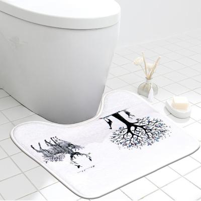 China Stocked Non Slip Super Absorbent Soft Washable Bath Mats Contour Toilet Bath Rugs Bathroom Cover for sale