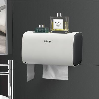 China Modern Wall Mounted Multifunctional Plastic Bathroom Accessories Toilet Paper Holder Storage Container Tissue Box Waterproof for sale