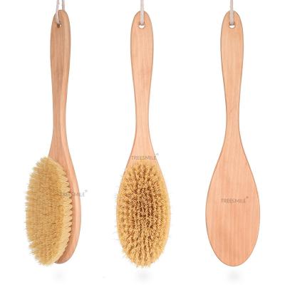 China All Natural Long Wooden Handle Body Smoother Skin Dry Bath Exfoliating Body Brush Sisal Bath Scrubber Brush for sale