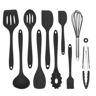 China Sustainable New Designs Kitchen 10 Piece Set Silicone Tools Spatula Spoon Cooking Cookware Cookware Set Cookware for sale