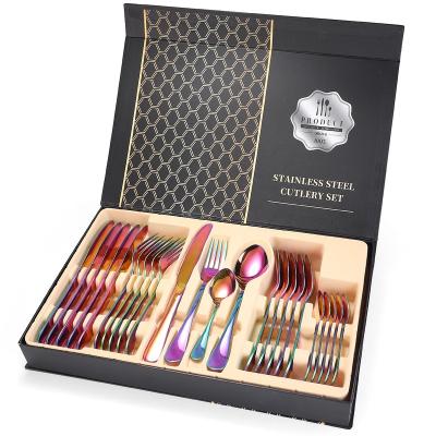 China 2021 Amazon Viable Success 24 Piece Sets Stainless Steel Tableware Gift Box Packaging Creative Modern Design Cutlery Set for sale