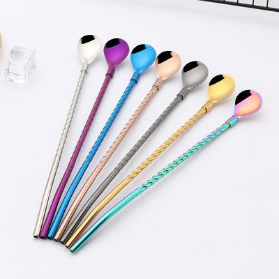 China Sustainable Reusable Stainless Steel Straw Fliter Spoon Color Customized Metal Straw Manufacturers Direct Sales for sale