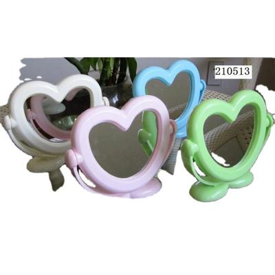 China Factory Direct Non-Specific Supply Customized Color Heart Shape Stand Cosmetic Makeup Mirror for sale