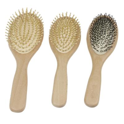 China Professional High Quality Salon Beech Wood Cushion Wet Hair Mini Paddle Dryer Custom Hair Brush for sale