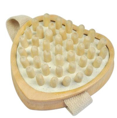 China Wooden Body Heart Shape Body Massager Brush With Belt for sale