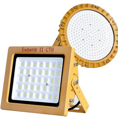 China 100w 200W Round Reinforced Explosion Proof Fiberglass Cover LED Flood Light Led Canopy Light AC110V 220V for sale