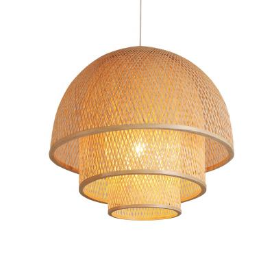 China HITECDAD Modern Handmade Rattan Lighting Bamboo Pendant Lamp Light Bamboo Restaurant Cafe Chandelier for sale