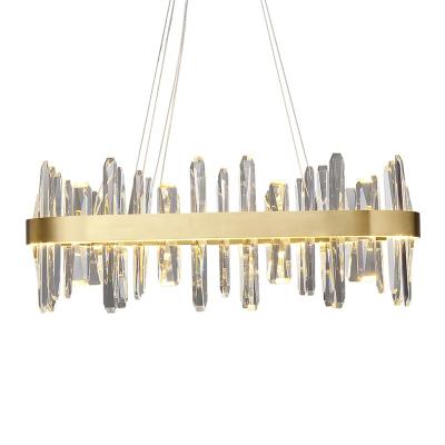 China Modern Luxury Round LED Chandelier Light Brass Crystal Stick Pendant Light Indoor Home 24/145/160W for sale