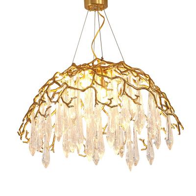 China HITECDAD Vintage Home Decor Pendant Lamp Wedding Bar Bedroom Villa Lobby Chandelier Brass Tree Branch Crystal Latest Design American for sale