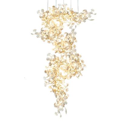 China HITECDAD style luxury chandeliers ginkgo leaf chandelier jingle table light living room lights American creative simple ceramic pendant chandelier for sale