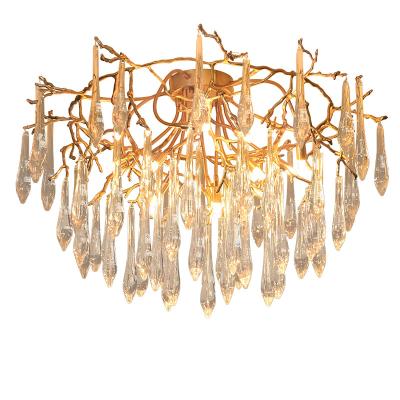 China HITECDAD 2021 Modern Nordic Simple Creative Hot Sale Gold Decor Luxury Home Pendant Lights High Frame Crystal And Brass Chandelier for sale