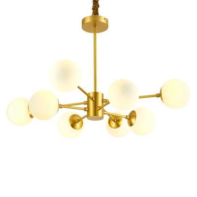 China HITECDAD contemporary popular modern glass ball villa hotel home using antique brass frosted glass chandelier pendant light for sale