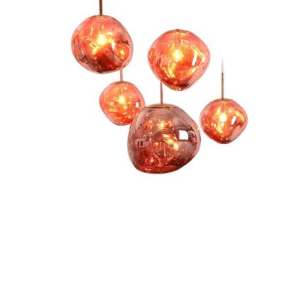 China HITECDAD Modern Nordic Simple Creative Big Ball Glass Hanging Light Circle Modern Colorful Round Dining Room Pendant Lamps for sale