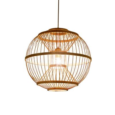 China Sale Contemporary Handmade Natural Bamboo Whole Rattan Lantern HITECDAD Pendant Lighting for sale