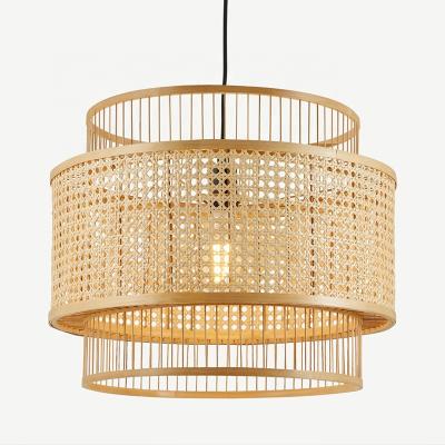 China Contemporary Natural Asian Style Bamboo Rattan Pendant Lamp Shade HITECDAD Pendant Light for sale