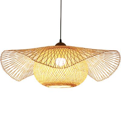 China Contemporary Handmade Modern Bamboo Lantern Pendant Lamp Tea Style Chandelier HITECDAD Pendant Light for sale