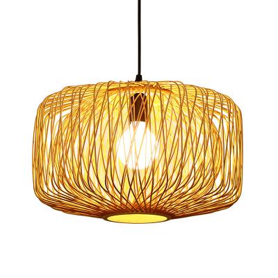 China HITECDAD Art Pendant Lights Bamboo Pendant Light Shade Hotel Restaurant Contemporary Handmade Modern Rattan Chandelier for sale