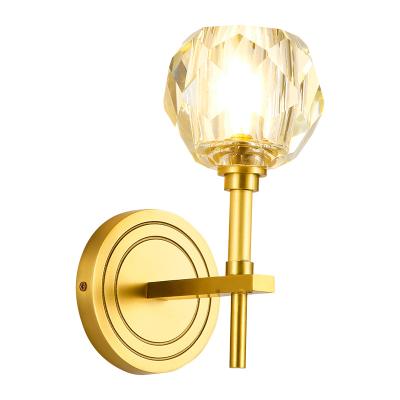 China Modern Design Contemporary Room Wall Light Indoor Decoration Lights Brass Crystal Wall Light for sale