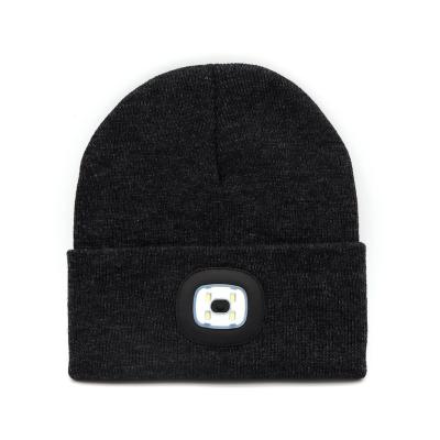 China COMMON Soft Comfortable Fishing Recycling Night Walking Beanie Chargeable Led Light Knitted Cap for sale