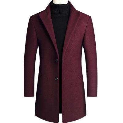 China 2021 Winter Men's Woolen Overcoat Solid Stand Collar Waterproof Men's Ditch Coats Thin Keep Long Warm Wool Coat Men Long for sale