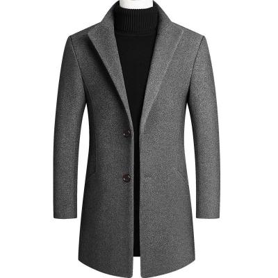 China Latest Design Fit Coat Long Slim Single Breasted Waterproof Woolen Men's Long Coat for sale