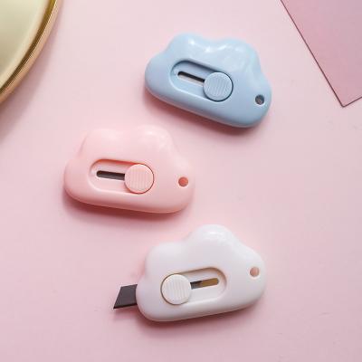 China Portable Promotional Plastic Cute Mini Utility Knife Retractable Kawaii Cloud Cutter Tool Box Opener for sale