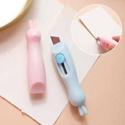 China Portable Hot Knife Mini Blade Cute Cutter Knife Portable Retractable Simple Rabbit Utility Sale Student for sale