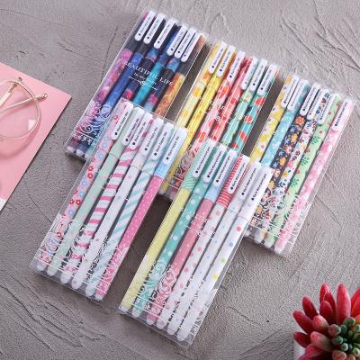 China Normal 6 Pcs / Plastic Gel Pen Set Promotional Pen Student Office Supplies Printed Fruit Gel Ink Pen Set for sale