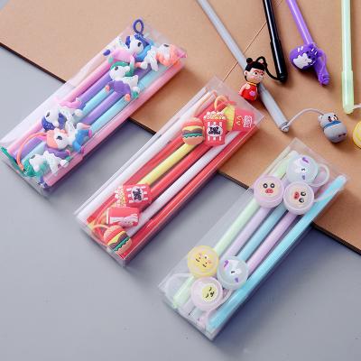 China Normal 6 Pcs / Set New Arrival Cartoon Multicolor Ball Pen Gel Pen Erasable Friction Pen With Pendant for sale