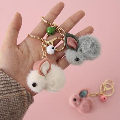 China Rabbit Pendant Teddy Strawberry Keychain Key Ring Fashion Plush Key Pendant Bag for sale