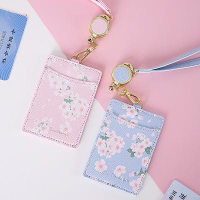 China Normcore/Minimalist Fashion Working Name Card Badge Holder Custom PU Leather ID Card Holder with Ribbon Lanyard for sale