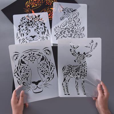 China Wholesale Custom Stencil PET animal A4 hollowed out animal template plastic drawing stencil for Diy Painting Scrapbooking Card Making for sale