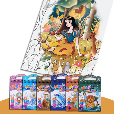 China Cartoon 6 Styles Magic Reusable Children's Picture Book Water Drawing Board Educational Water Books for Kids with Doodle Pen for sale