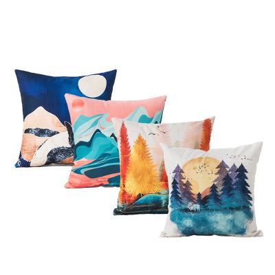 China Wholesale Zhengguan Anti-Static Design Digital Printing Cushion Case Landscape Pillow Cover for sale