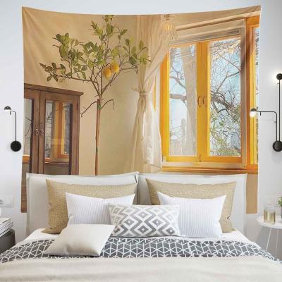 China Wholesale Lightweight Ins Style Fashion 3D Window View 59x51inch Cheap Custom Wall Hamging Tapestry for sale