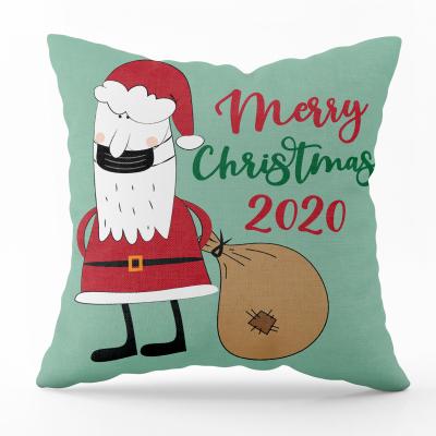 China Anti-Static Cartoon Santa Claus Use Face Cloth Cushion Case Packing Peach Skin Fabrics Christmas Pillow Covers for sale