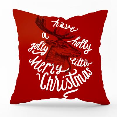 China Anti-Static Red Lumbar Festival Cushion Case Winter Digital Print Tile Case Christmas For Couch for sale