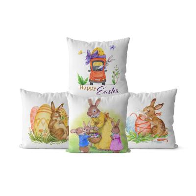 China Anti-Static Happy Home Decor Maker Sofa Pillow Case Easter Pattern Animal Rabbit Cushion Cover for sale