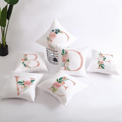 China 26 Letter Home Sofa Anti-static Simple Tile Cover Printing Combination Peach Skin Cushion Case for sale