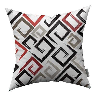 China High Quality Anti-static Lightweight Geometric Abstract Pillow Cover Retro Peach Skin Style Sofa Pillow Lattice Waist Cushion Case for sale