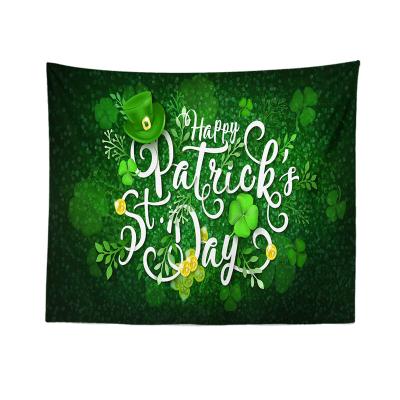 China Festival Decorative Background St. Patrick's Day Minimalist Green St Patrick's Day Cloth Plush Tapestry Party Table Cloth Hanging Tapestry Wholesale for sale